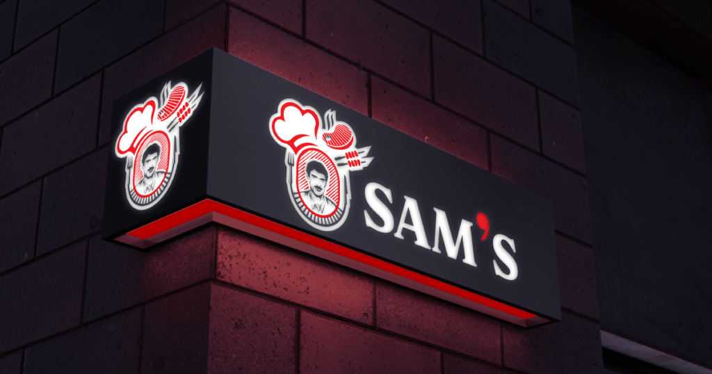 tabela üzerinde sams firmasının logo tasarım görüntüsü